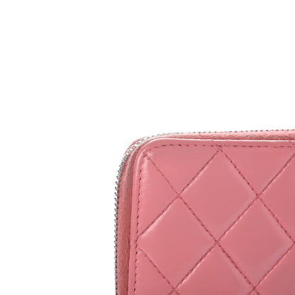 Chanel Lambskin Quilted Large Gusset Zip Around Wallet Pink 12 of 17