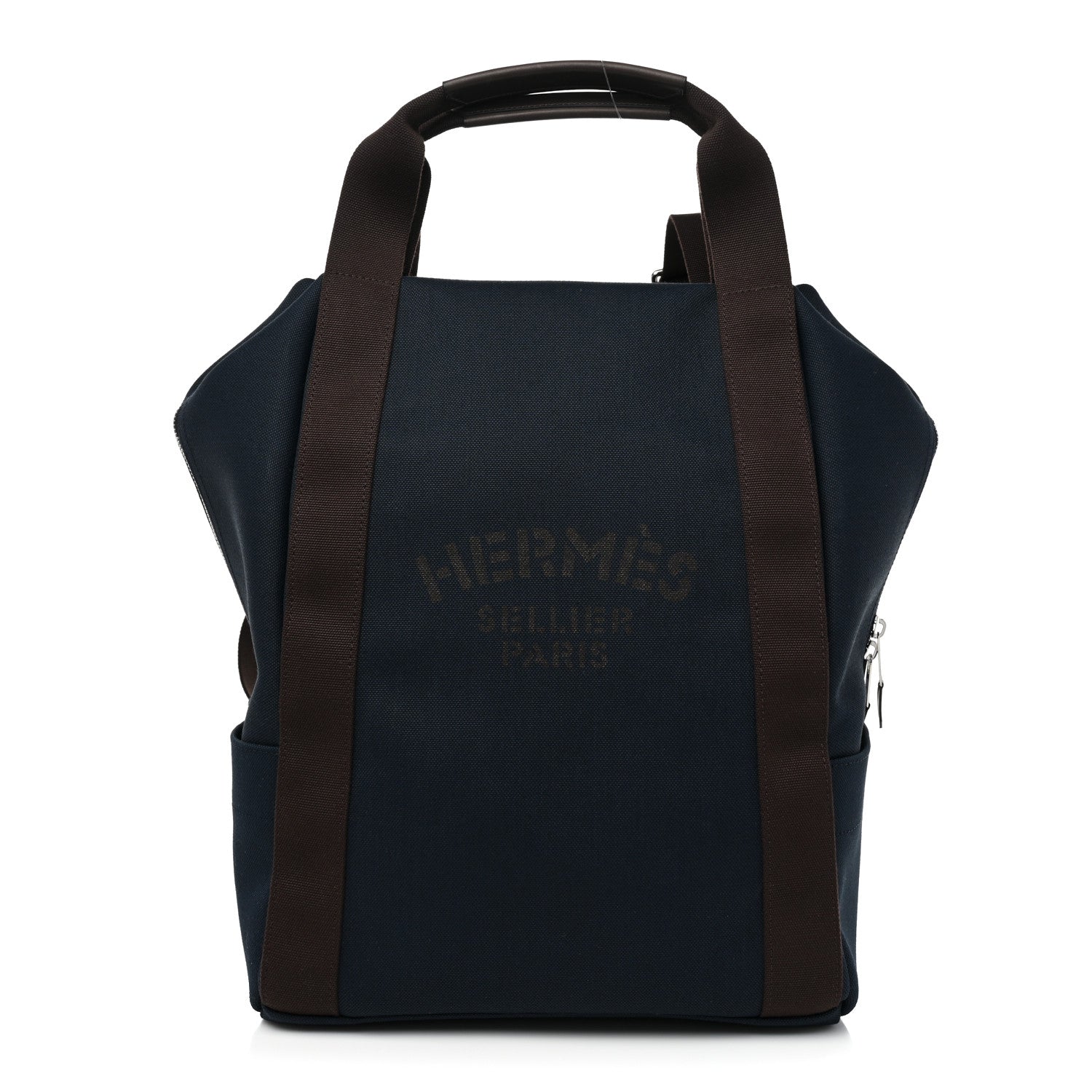 Hermes Toile Groom School Backpack Bleu Navy Feu 1 of 8