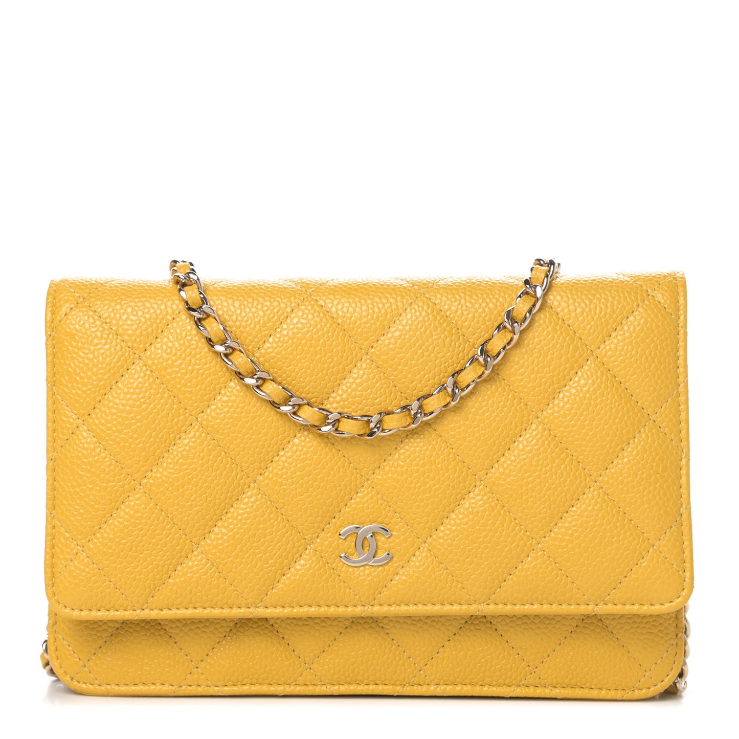 Caviar Quilted Wallet on Chain WOC Yellow