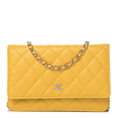 Chanel Caviar Quilted Wallet on Chain WOC Yellow 1 of 4