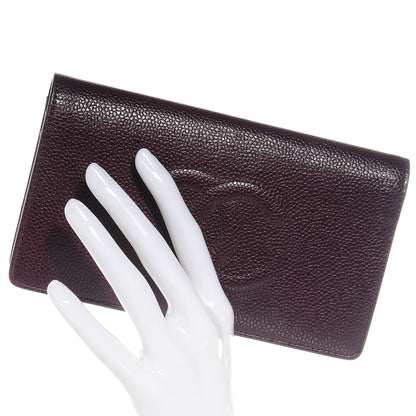 Chanel Caviar Yen CC Wallet Dark Red 2 of 9