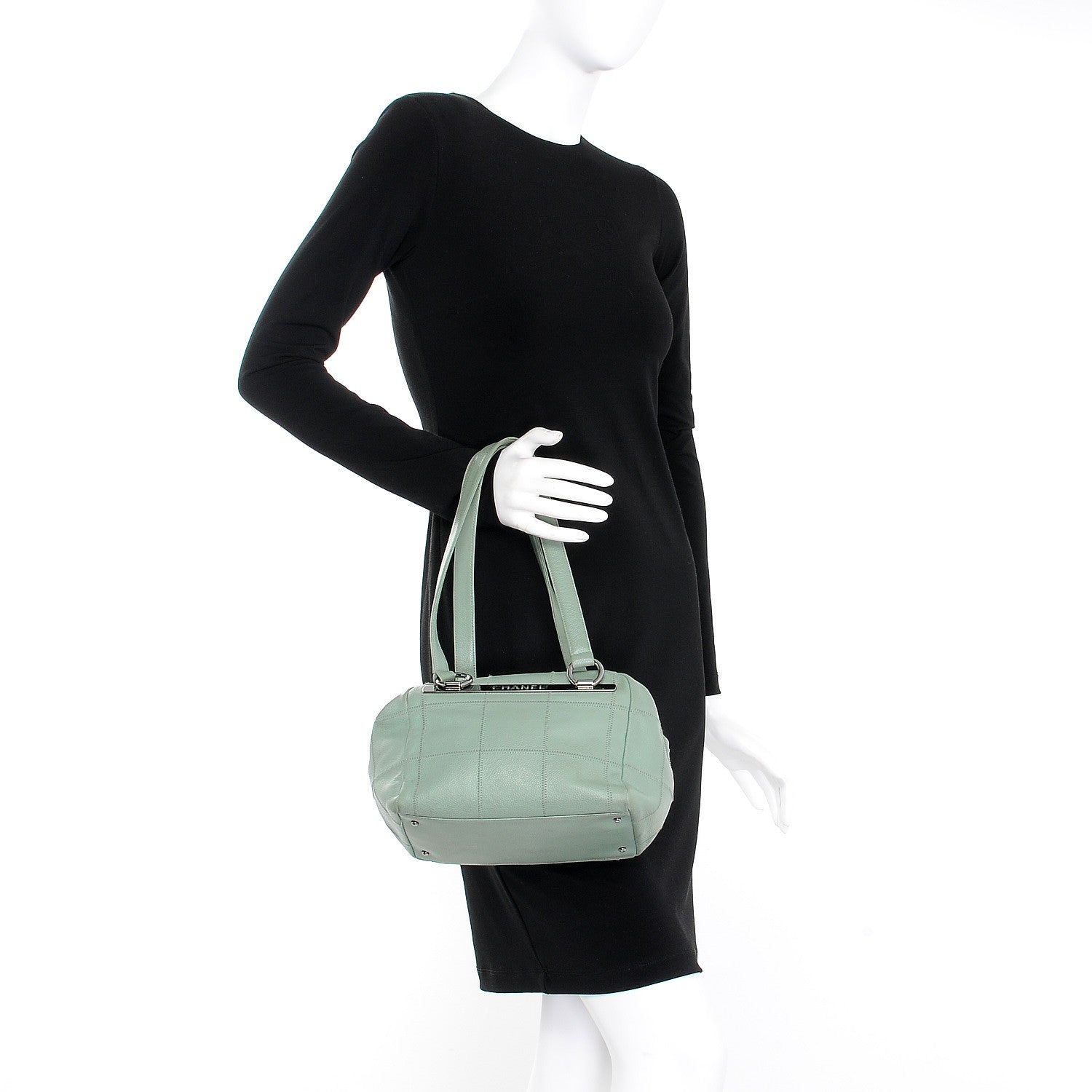 Chanel Caviar Square Stitched Tote Green 2 of 10