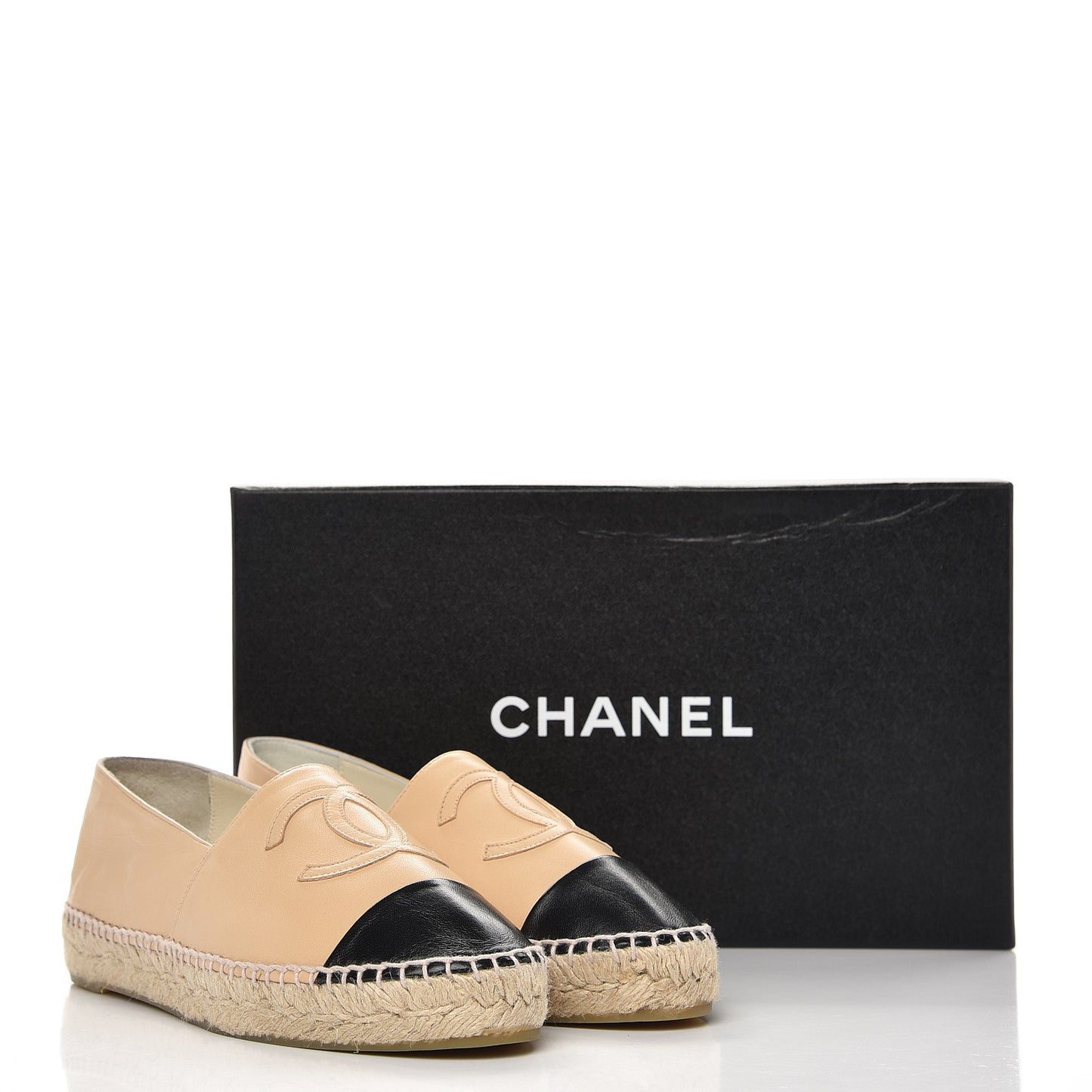 Lambskin CC Espadrilles 37 Beige Black