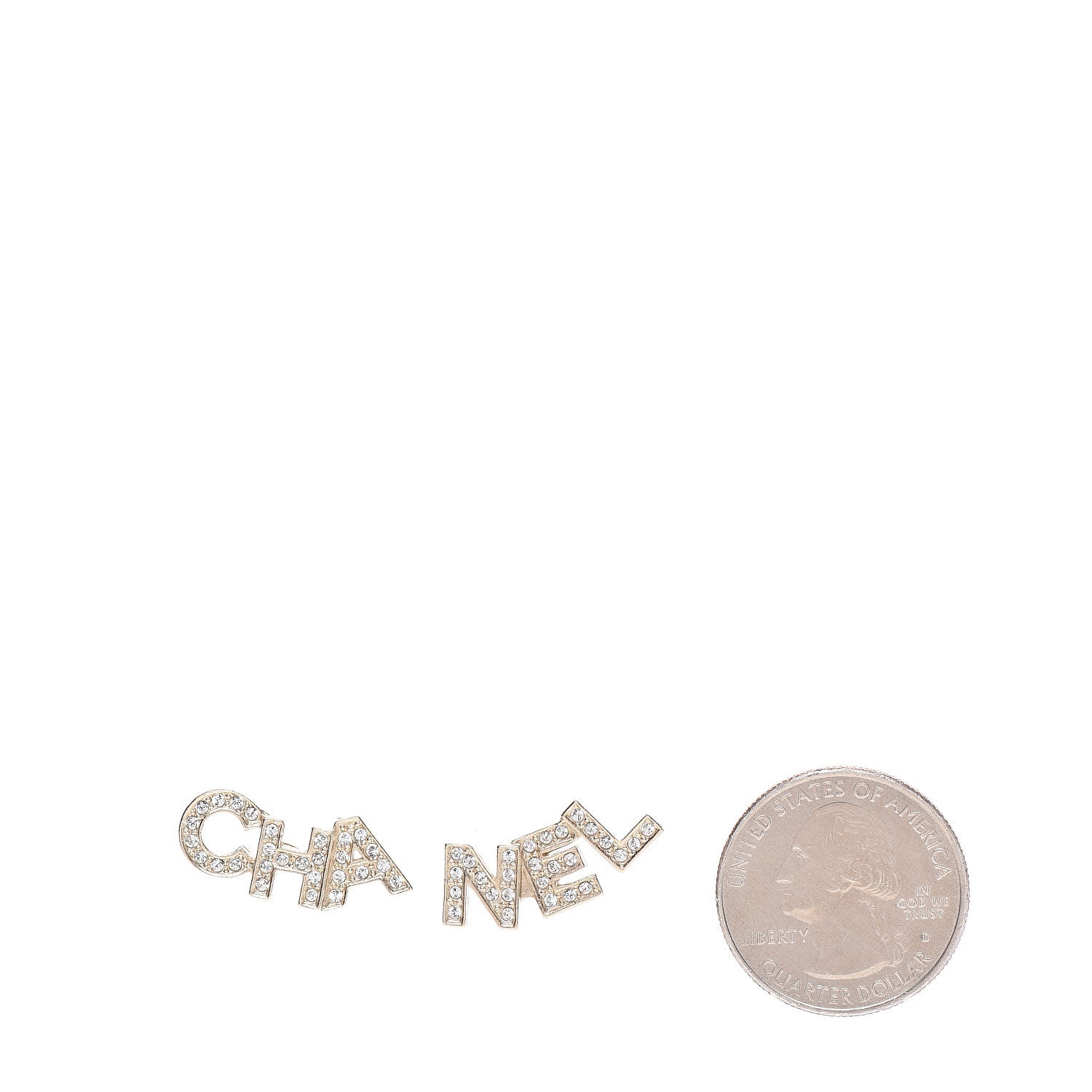 Chanel Crystal Pearl Signature Stud Earrings Gold 2 of 5