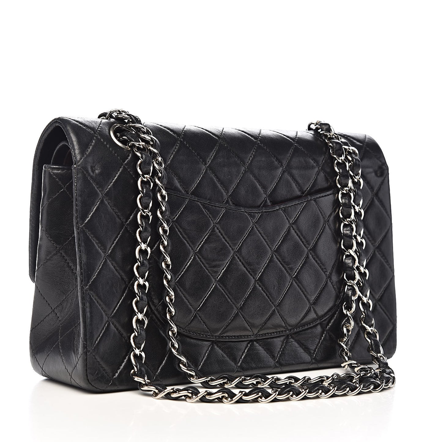 Lambskin Quilted Medium Double Flap Black
