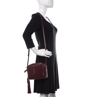 Saint Laurent Calfskin Matelasse Monogram Lou Camera Bag Dark Legion Red 2 of 10