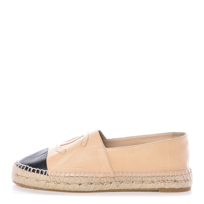 Chanel Lambskin CC Espadrilles 41 Beige Black 1 of 8