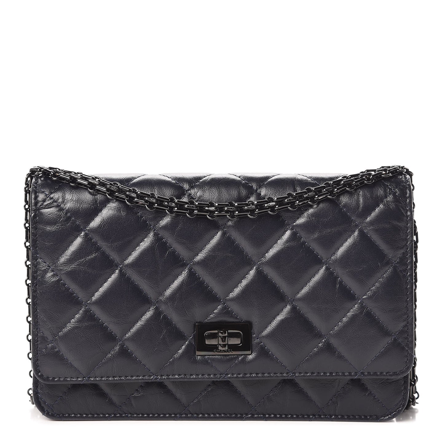 Aged Calfskin Quilted Reissue Wallet On Chain WOC Navy