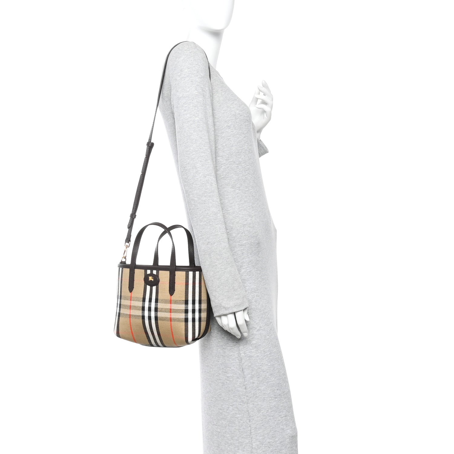 Burberry Grainy Calfskin Mini Reversible Tote Peat Sand 2 of 16
