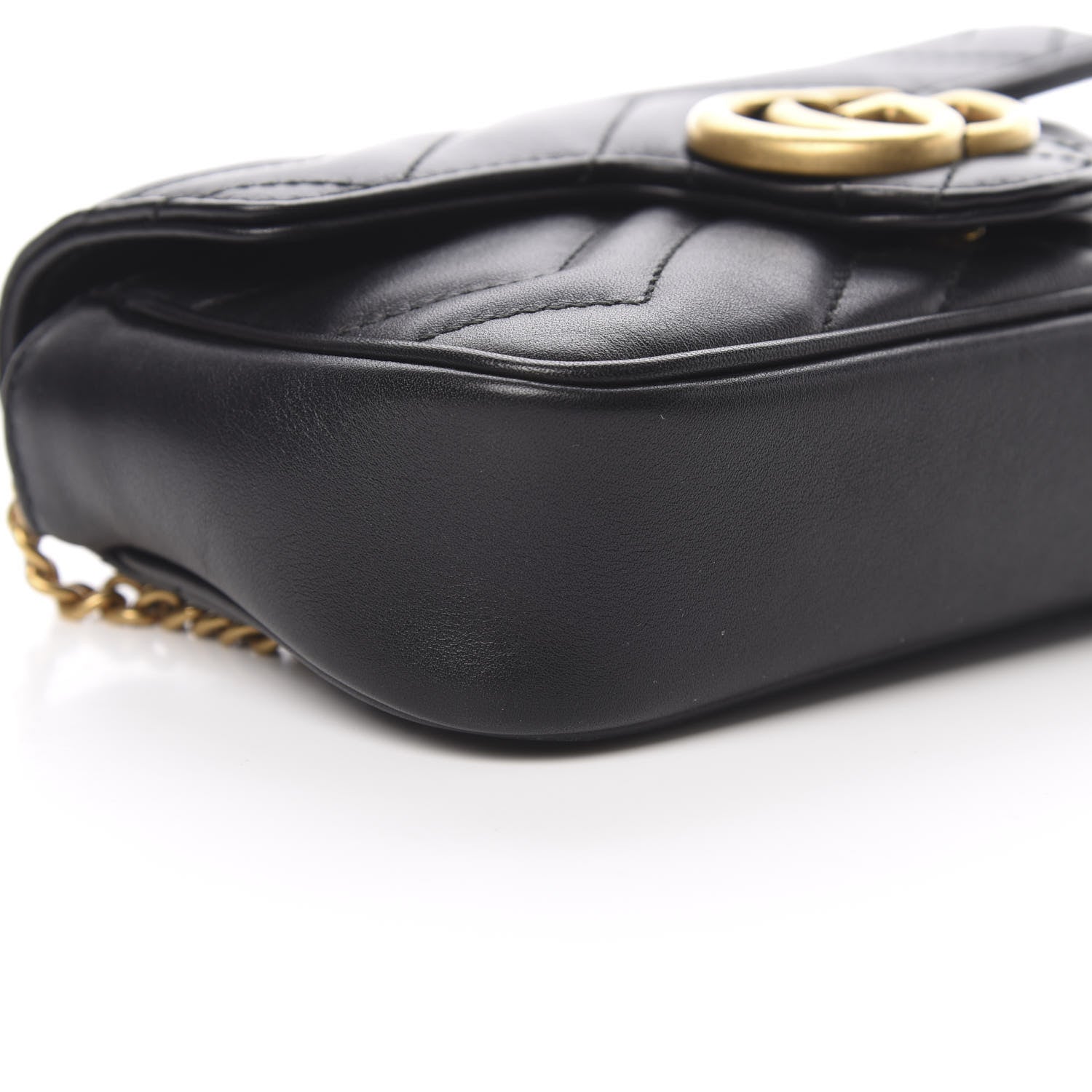Gucci Calfskin Matelasse Super Mini GG Marmont Shoulder Bag Black 9 of 10