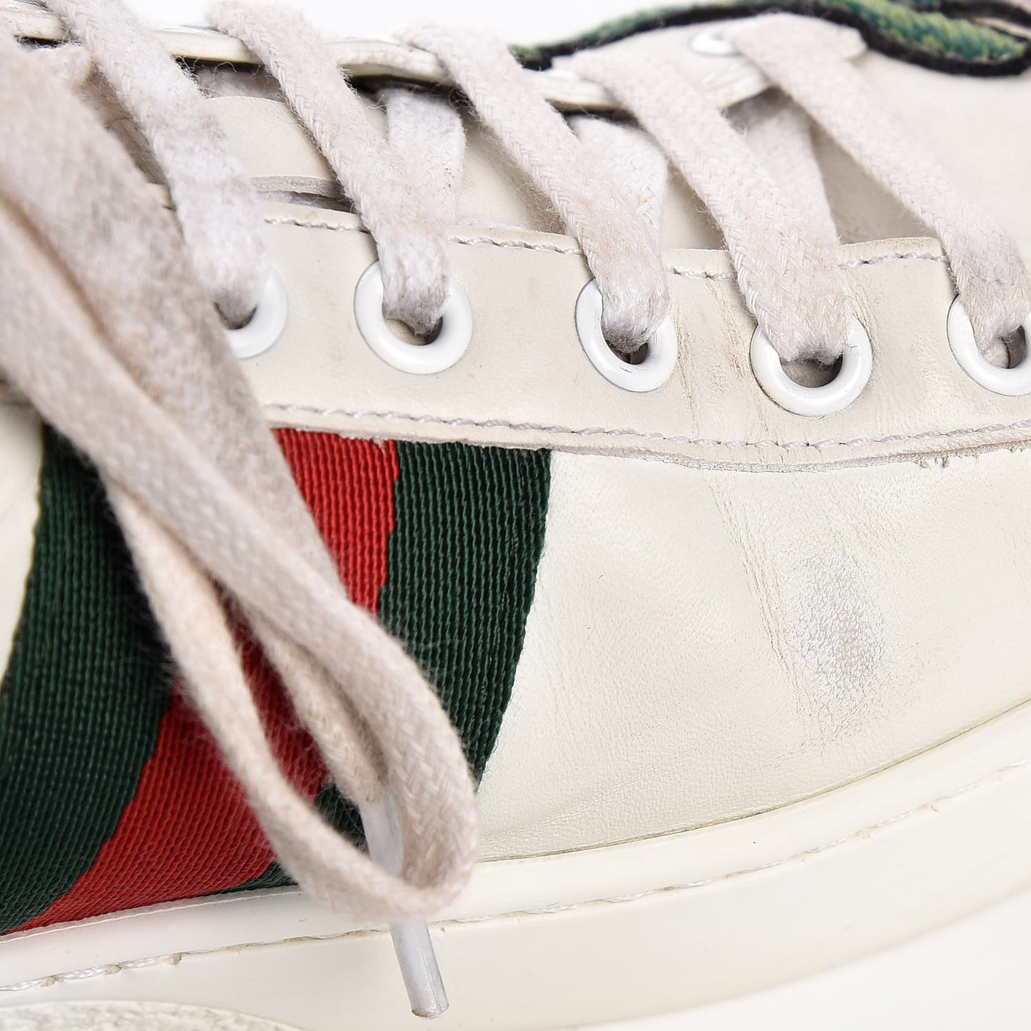 Calfskin Web Floral Embroidered Ace Sneakers 36.5 White