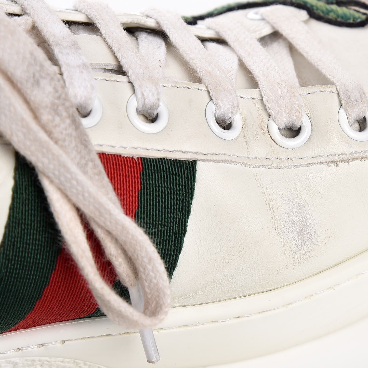 Gucci Calfskin Web Floral Embroidered Ace Sneakers 36.5 White 15 of 18