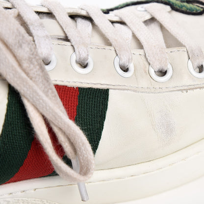 Gucci Calfskin Web Floral Embroidered Ace Sneakers 36.5 White 15 of 18