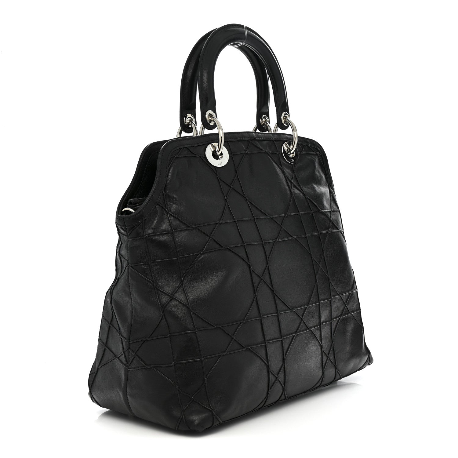 Christian Dior Lambskin Cannage Medium Granville Tote Black 3 of 12
