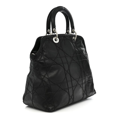 Christian Dior Lambskin Cannage Medium Granville Tote Black 3 of 12
