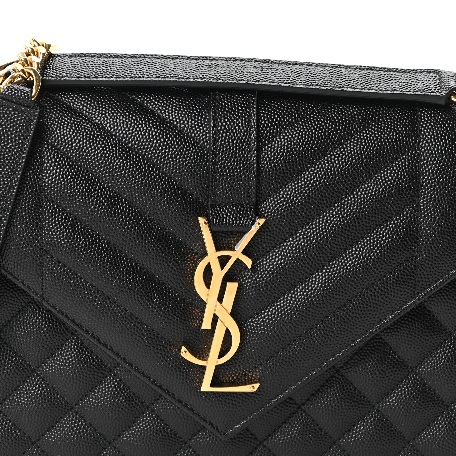Saint Laurent Lambskin Mixed Matelasse Triquilt Medium Monogram Satchel Black 8 of 10