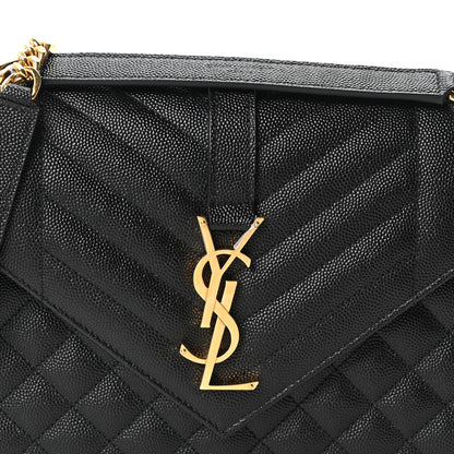 Saint Laurent Lambskin Mixed Matelasse Triquilt Medium Monogram Satchel Black 8 of 10