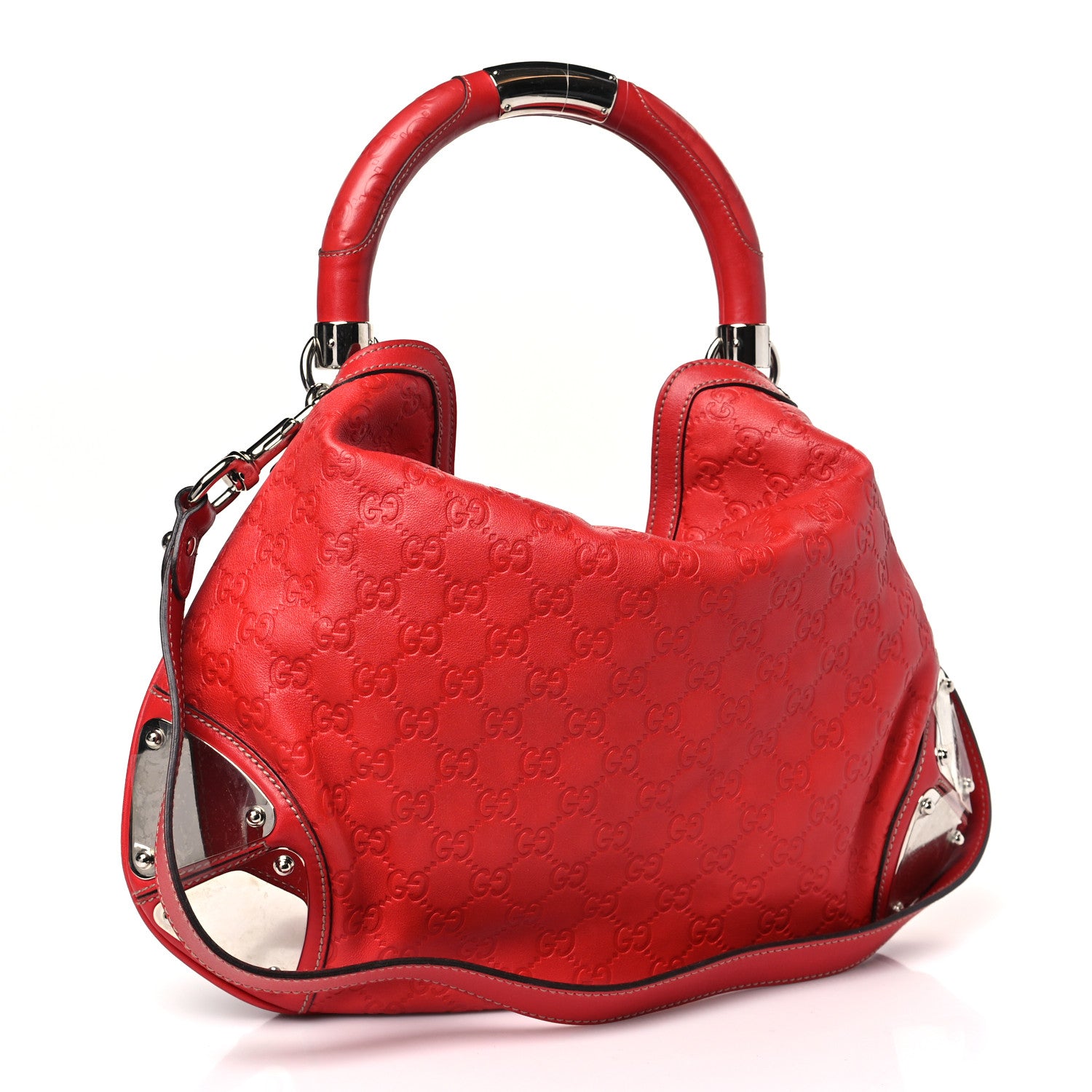 Gucci Guccissima Medium Indy Top Handle Hobo Red 3 of 9