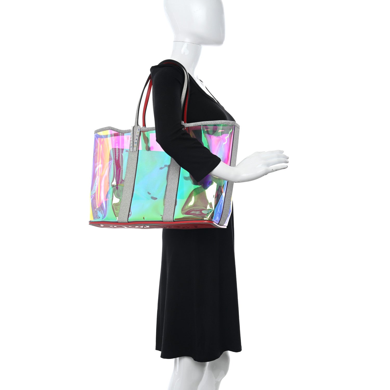 Christian Louboutin PVC Spikes East West Cabata Tote Silver 2 of 11