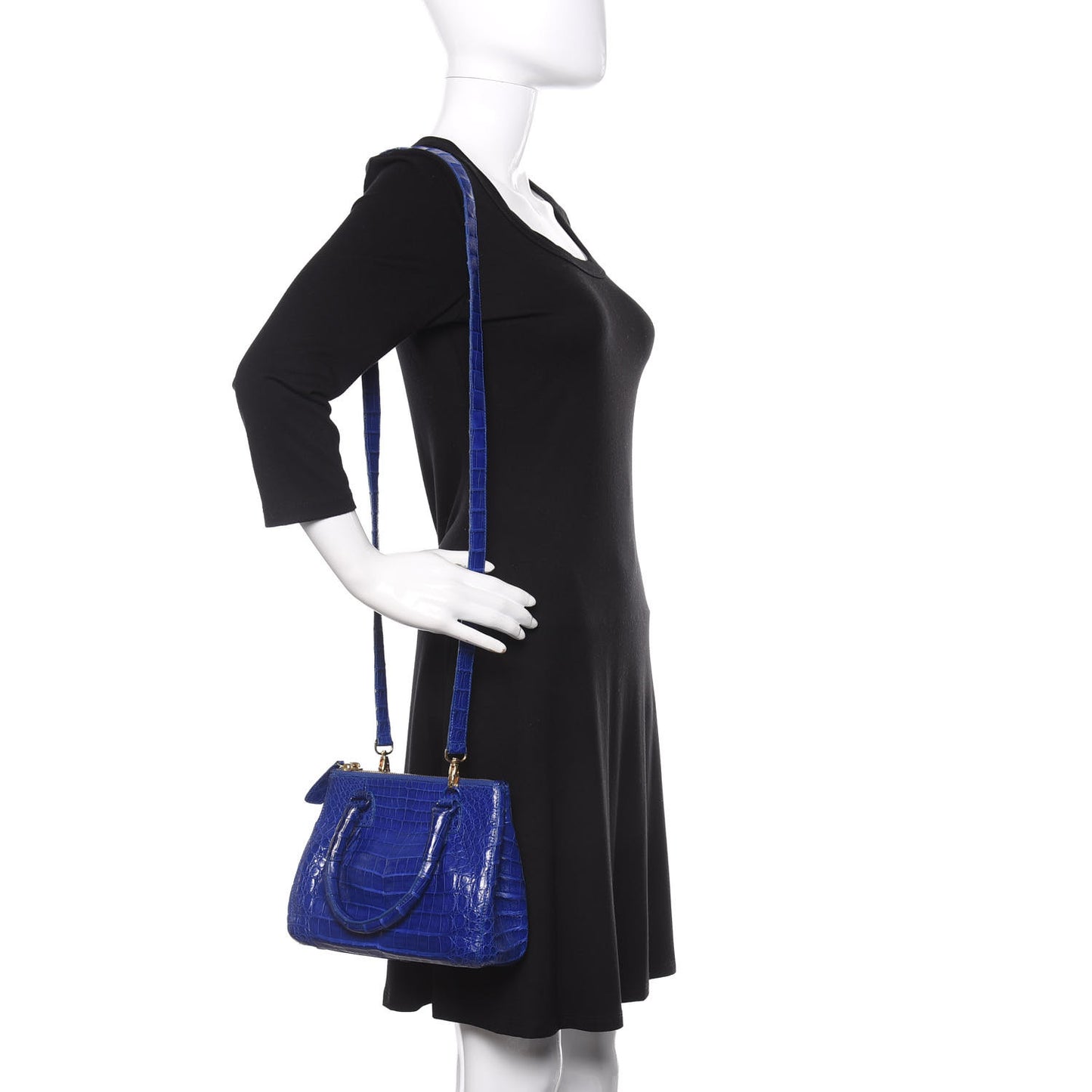 Crocodile Double Zip Tote Electric Blue