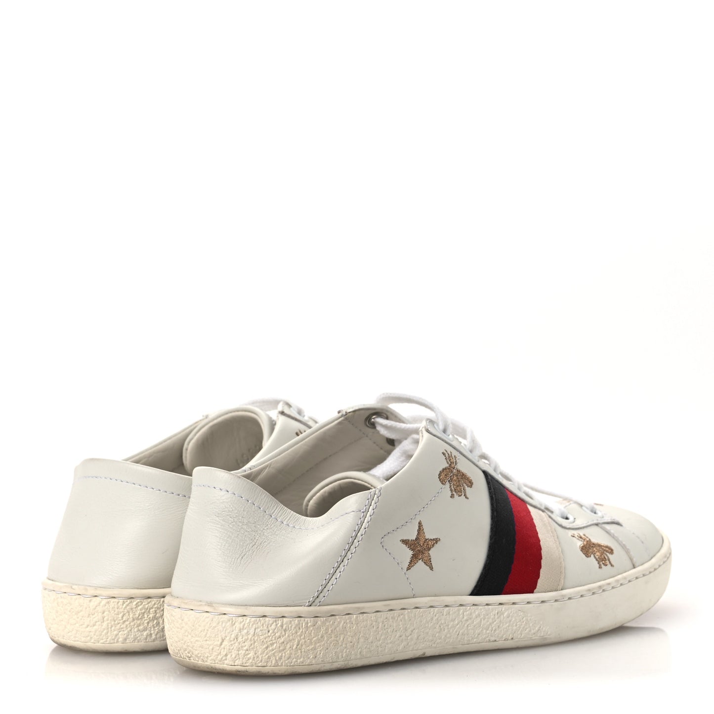 Calfskin Bee Star Embroidered Sylvie Web Ace Sneakers 35.5 White