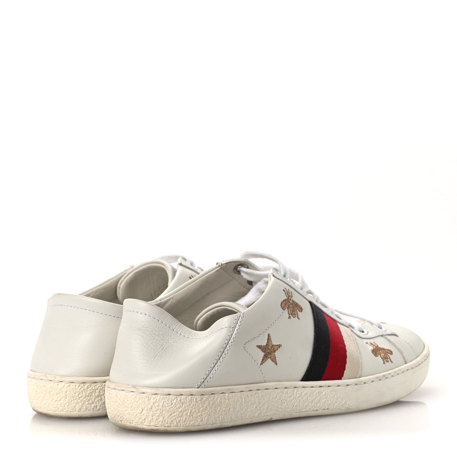 Gucci Calfskin Bee Star Embroidered Sylvie Web Ace Sneakers 35.5 White 5 of 12