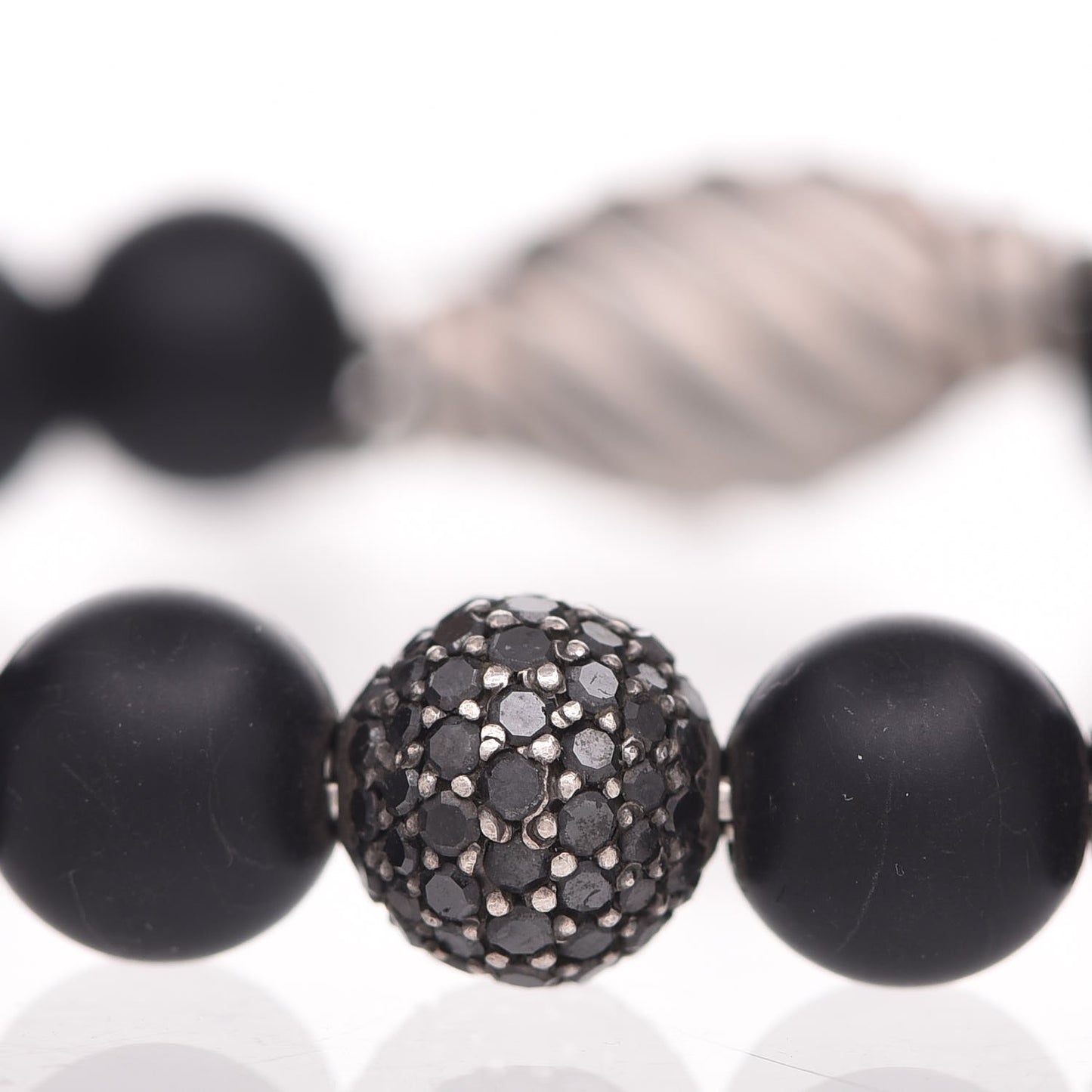 Sterling Silver Black Diamond Onyx 8mm Spiritual Beads Bracelet