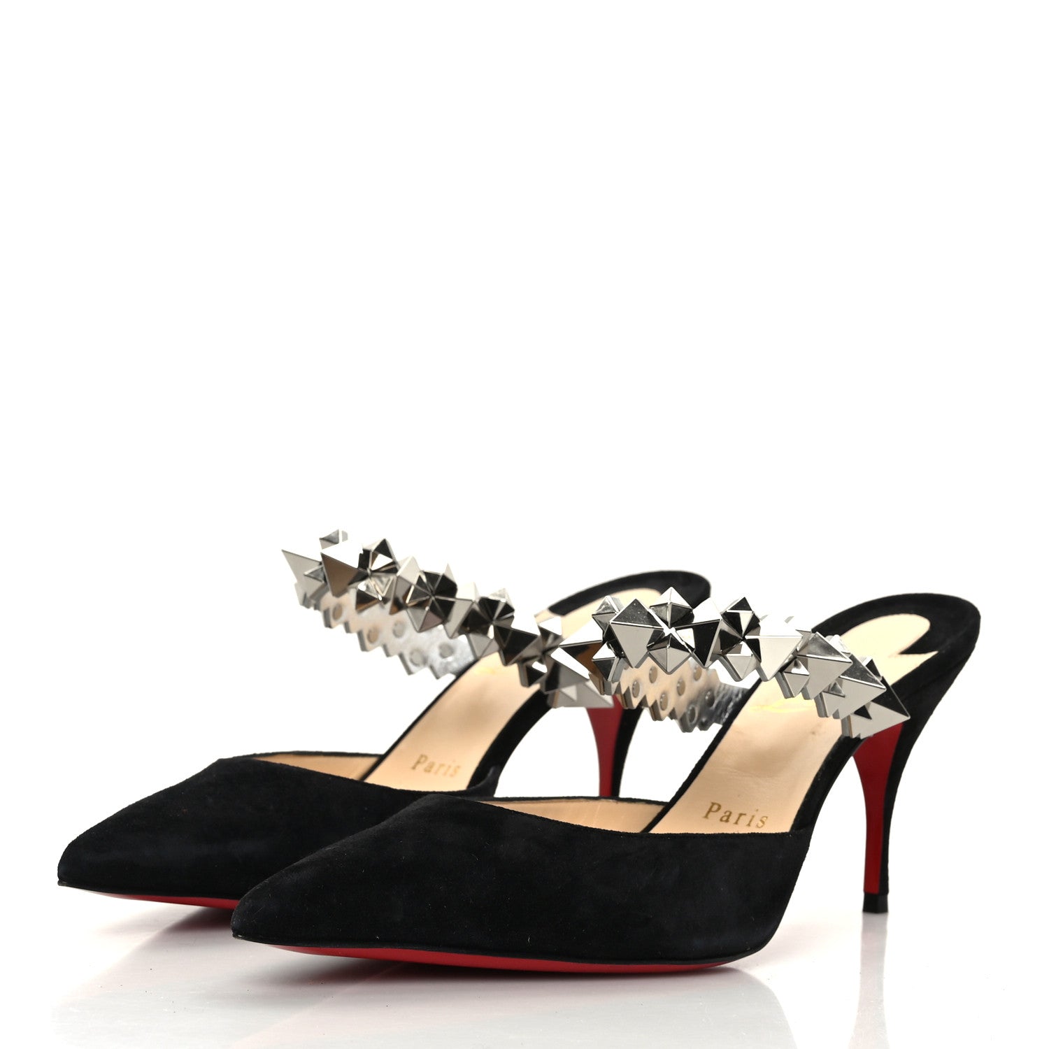 Christian Louboutin Veau Velours Specchio Planet Choc 80 Mule 38 Black 3 of 7