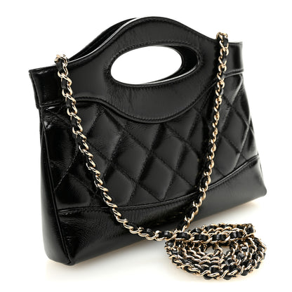 Chanel Shiny Crumpled Calfskin Quilted Nano 31 Shopping Bag Black 3 of 10