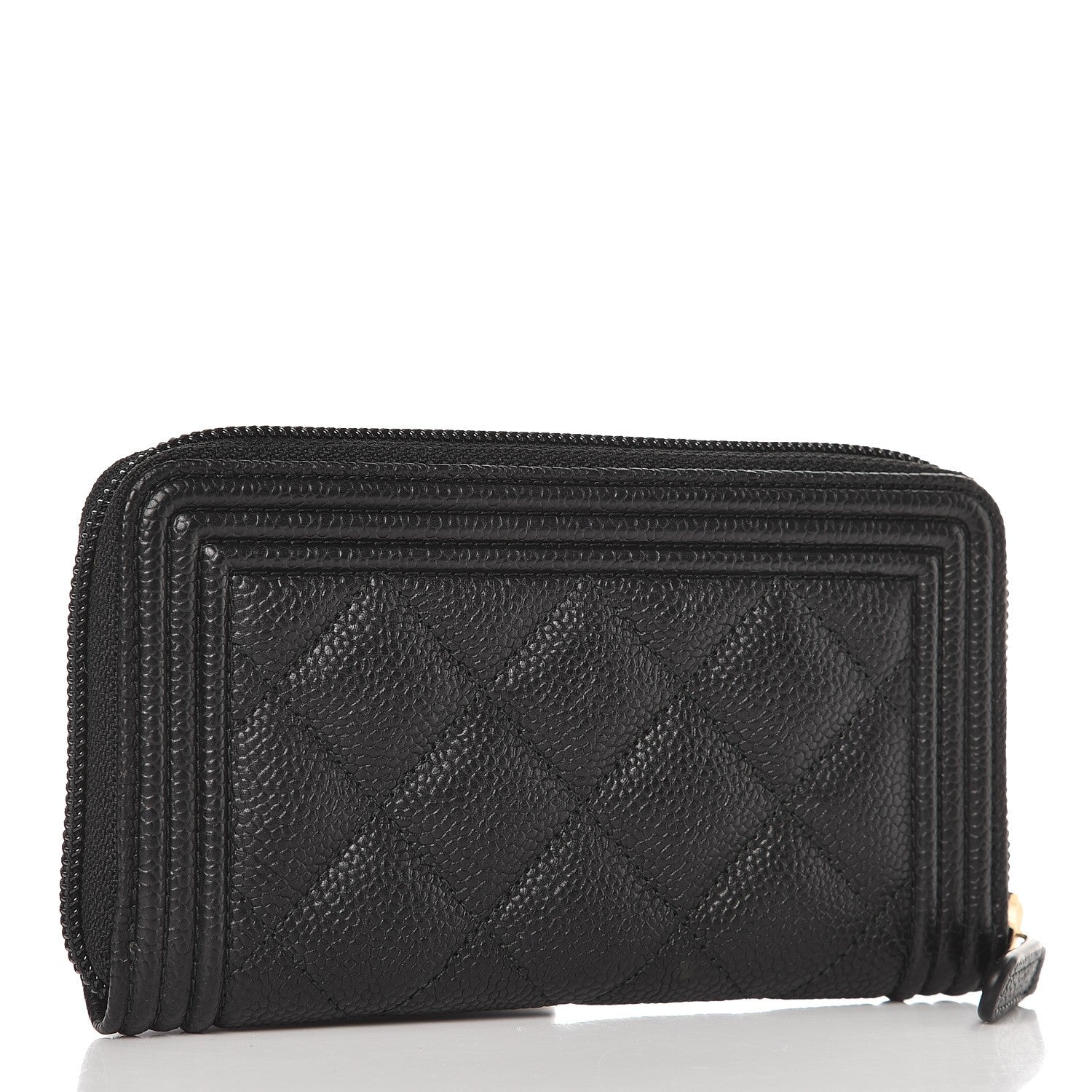 Chanel Caviar Quilted Boy Small Zip Around Wallet Black 3 of 9