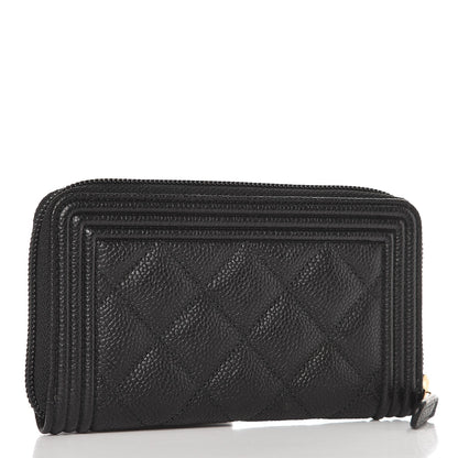 Chanel Caviar Quilted Boy Small Zip Around Wallet Black 3 of 9