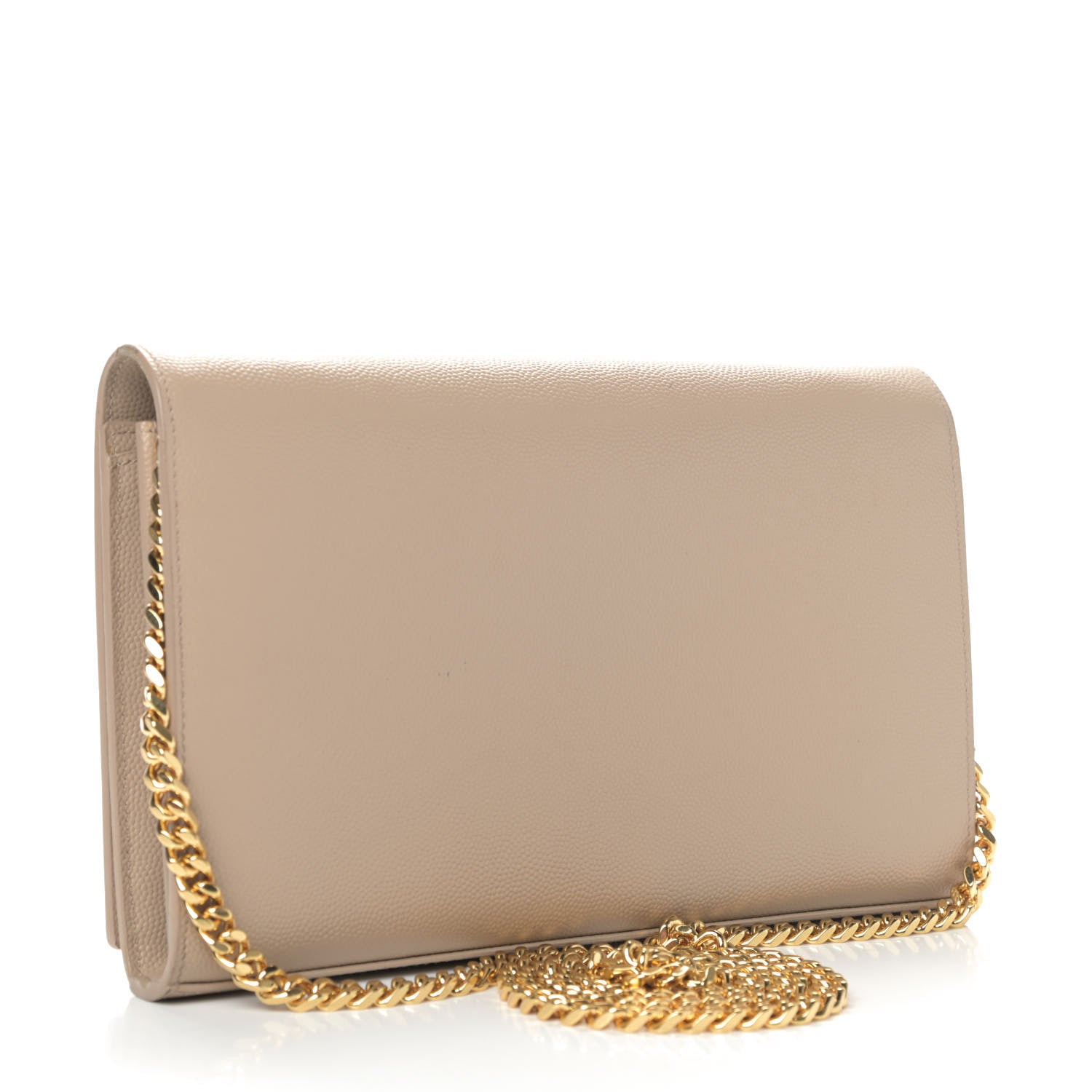 Saint Laurent Grain De Poudre Monogram Chain Wallet Dark Beige 2 of 6