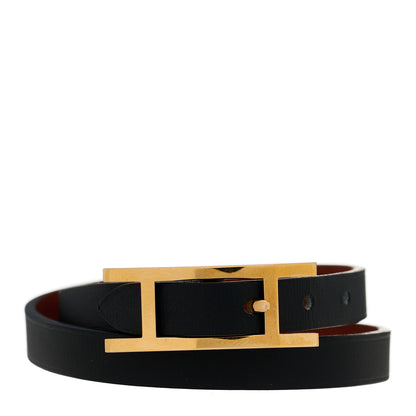 Hermes Chamonix Behapi Double Tour Bracelet Black Fauve 1 of 7