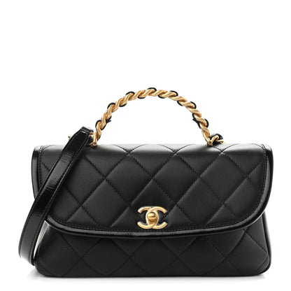 Chanel Lambskin Quilted Small La Parisienne Top Handle Flap Black 1 of 9