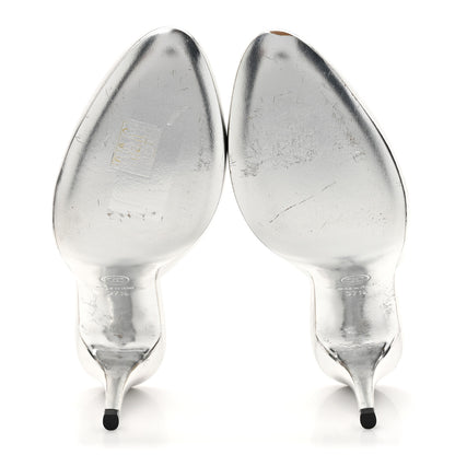 Chanel Metallic Goatskin CC Mules 37.5 Silver 5 of 10