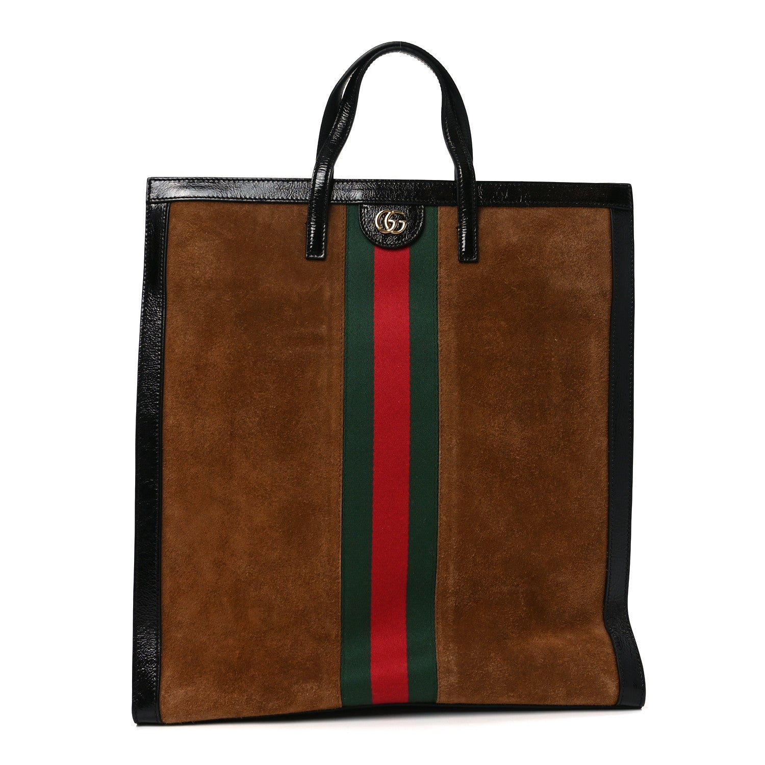 Gucci Suede Patent Web Ophidia Vertical Tote Nocciola Black 1 of 10