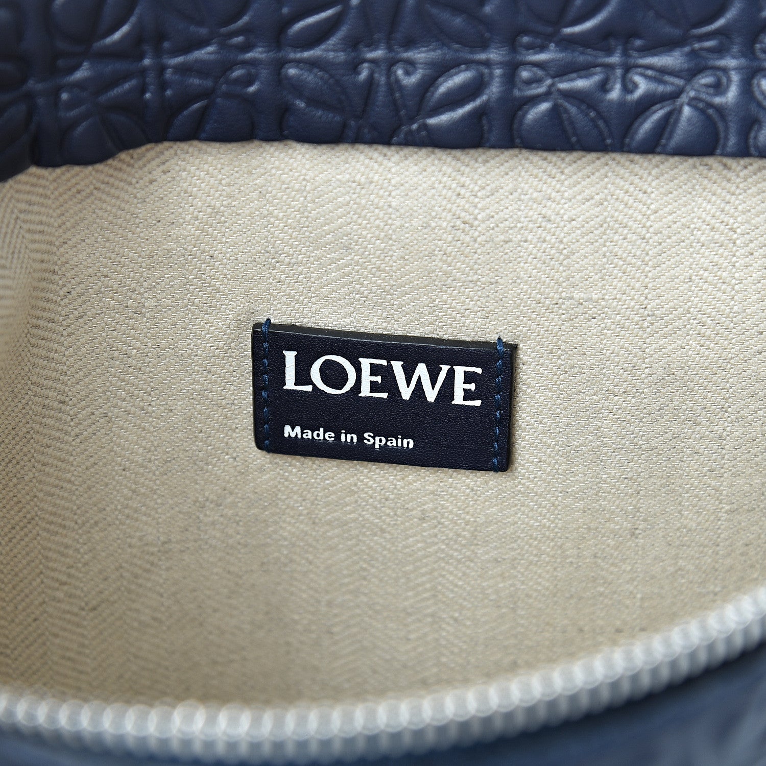 Loewe Calfskin Embossed Repeat T Pouch Navy 5 of 9