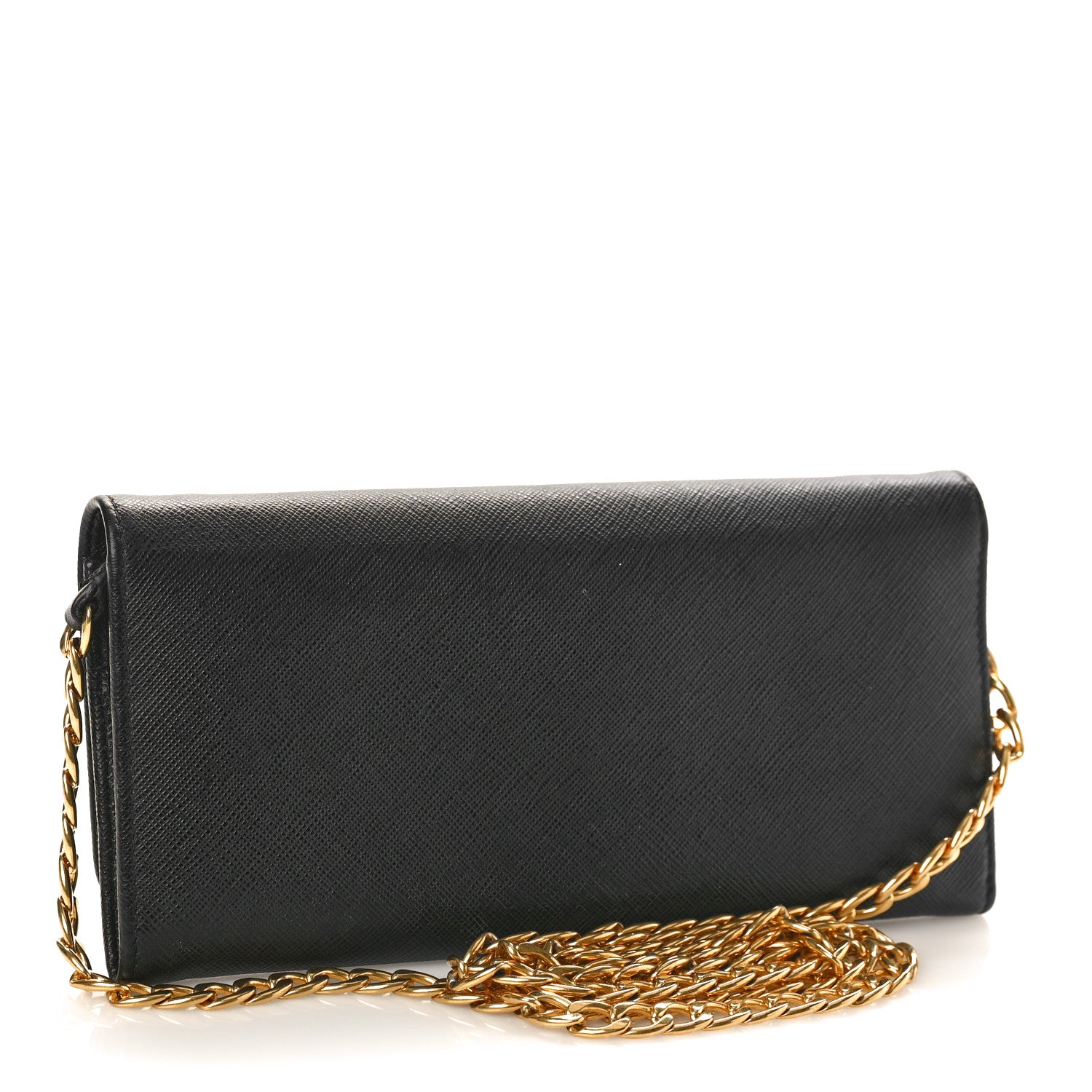 Prada Saffiano Lux Chain Wallet Black 2 of 8