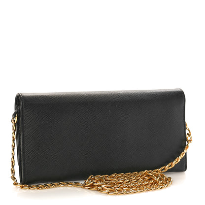 Prada Saffiano Lux Chain Wallet Black 2 of 8