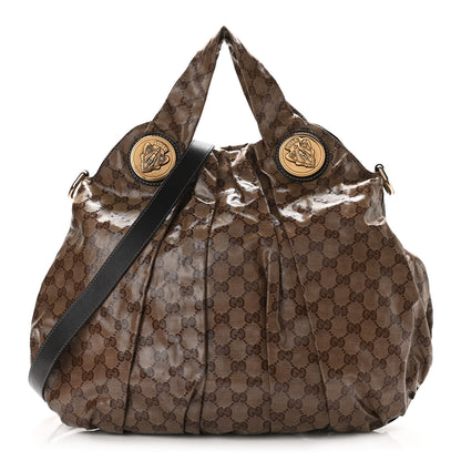 Gucci Crystal Monogram Medium Hysteria Tote Dark Brown 1 of 10
