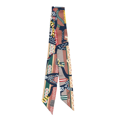 Hermes Silk Fantaisie D'Etriers Twilly Noisette Etoupe Vert 2 of 4