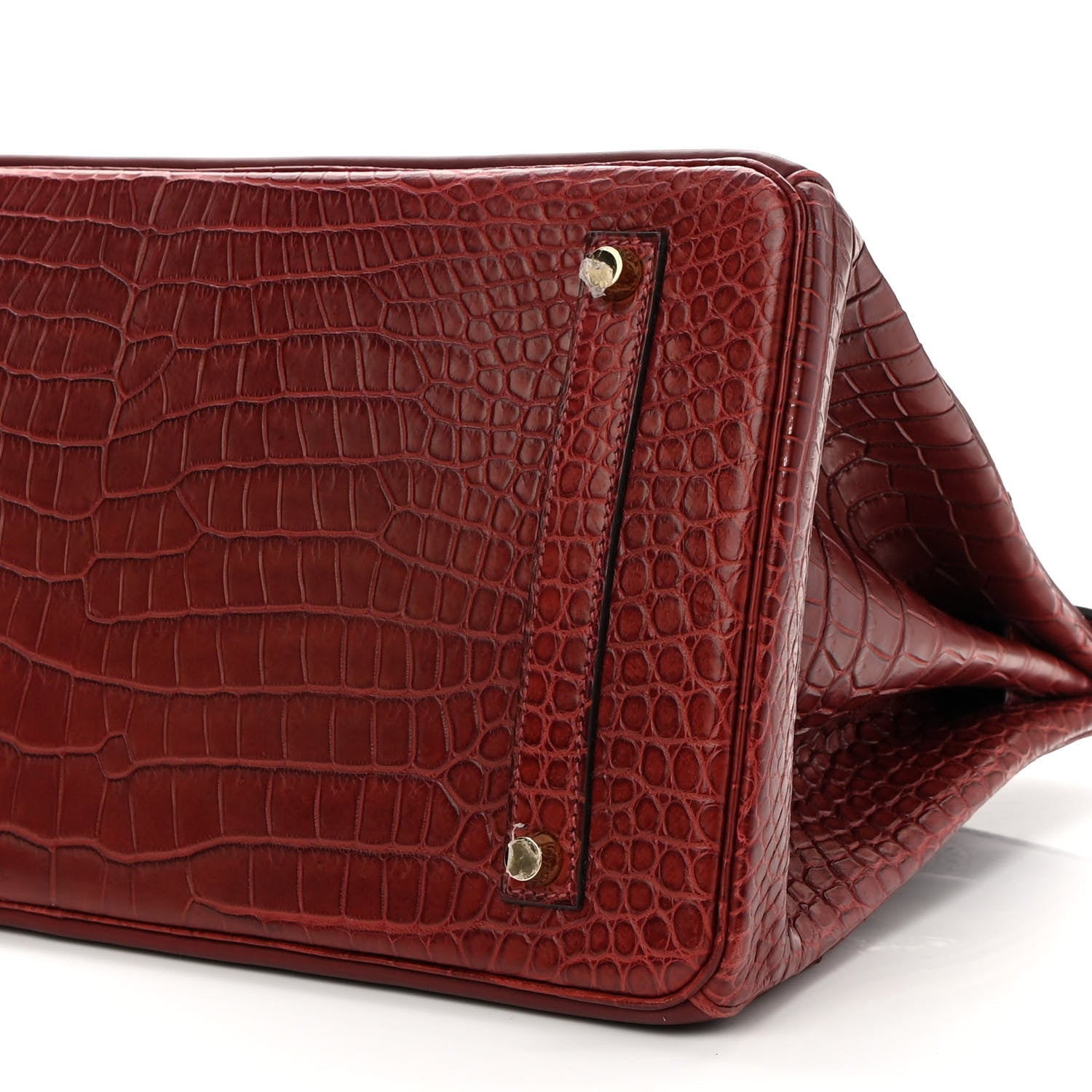 Hermes Matte Porosus Crocodile Swift Grand Marriage Ghillies Birkin 35 Rouge H Bourgogne 9 of 9