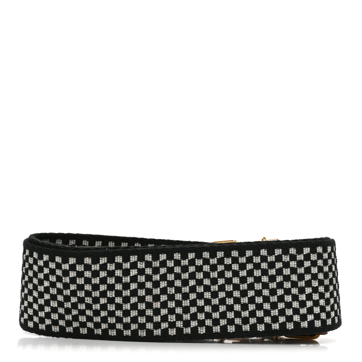 Ribbon Vitello King Logo Embossed Gingham Woven Adjustable Strap You Panna Black Cuoio