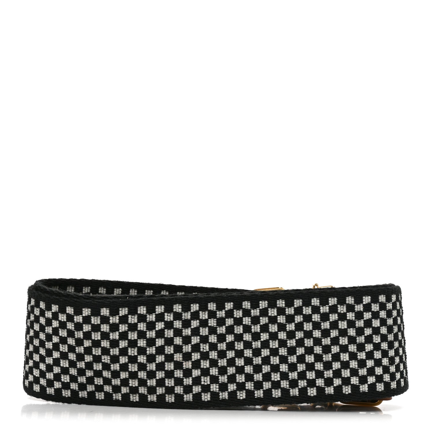 Fendi Ribbon Vitello King Logo Embossed Gingham Woven Adjustable Strap You Panna Black Cuoio 2 of 4