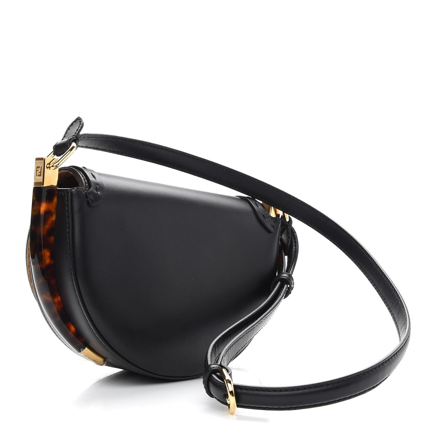 Fendi Vitello King Plexiglass Moonlight Shoulder Bag Black 3 of 10