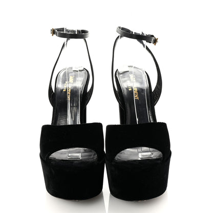 Saint Laurent Velvet Jodie Platform Sandals 36.5 Black 3 of 9
