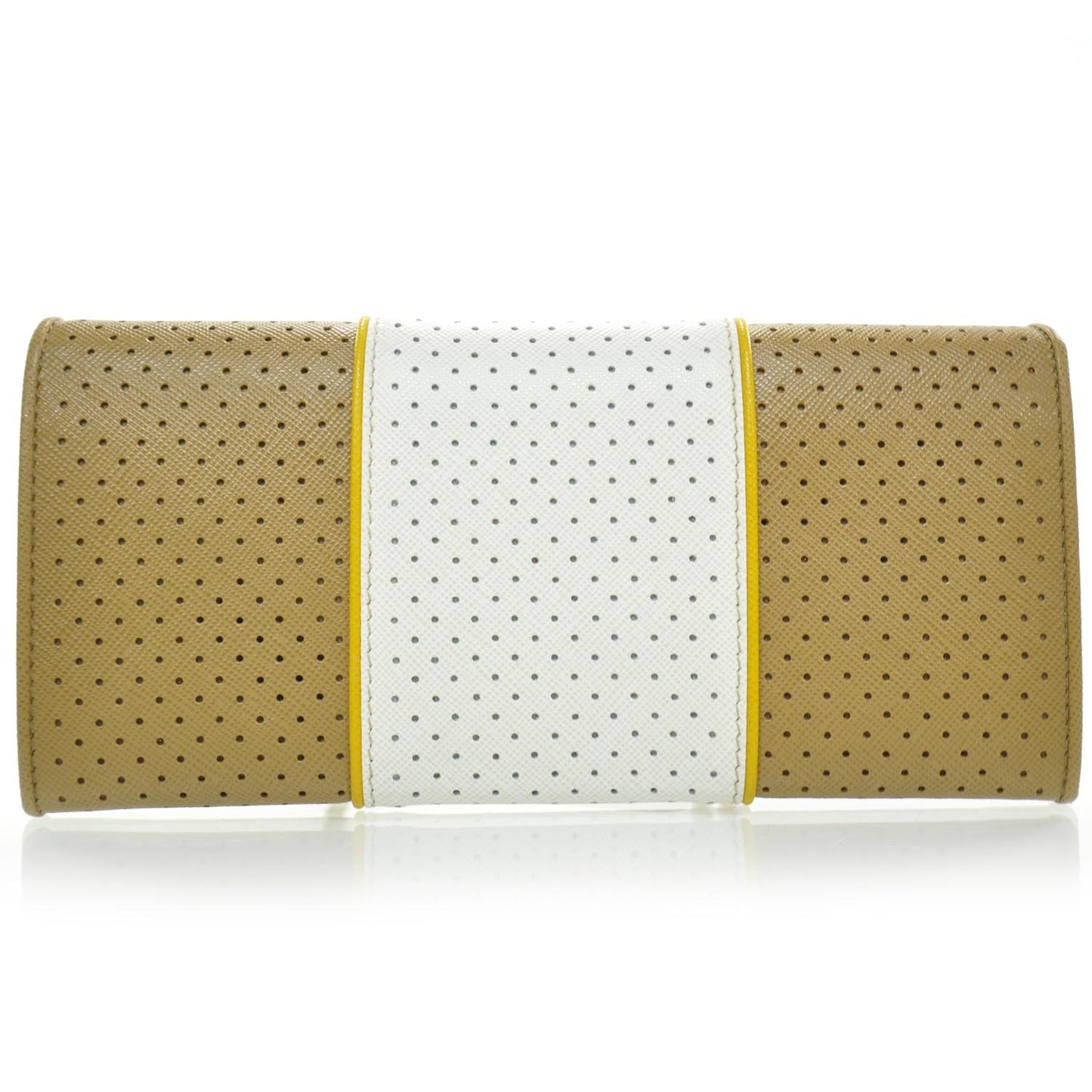 Saffiano Perforated Stripe Continental Wallet Cuoio Mimosa