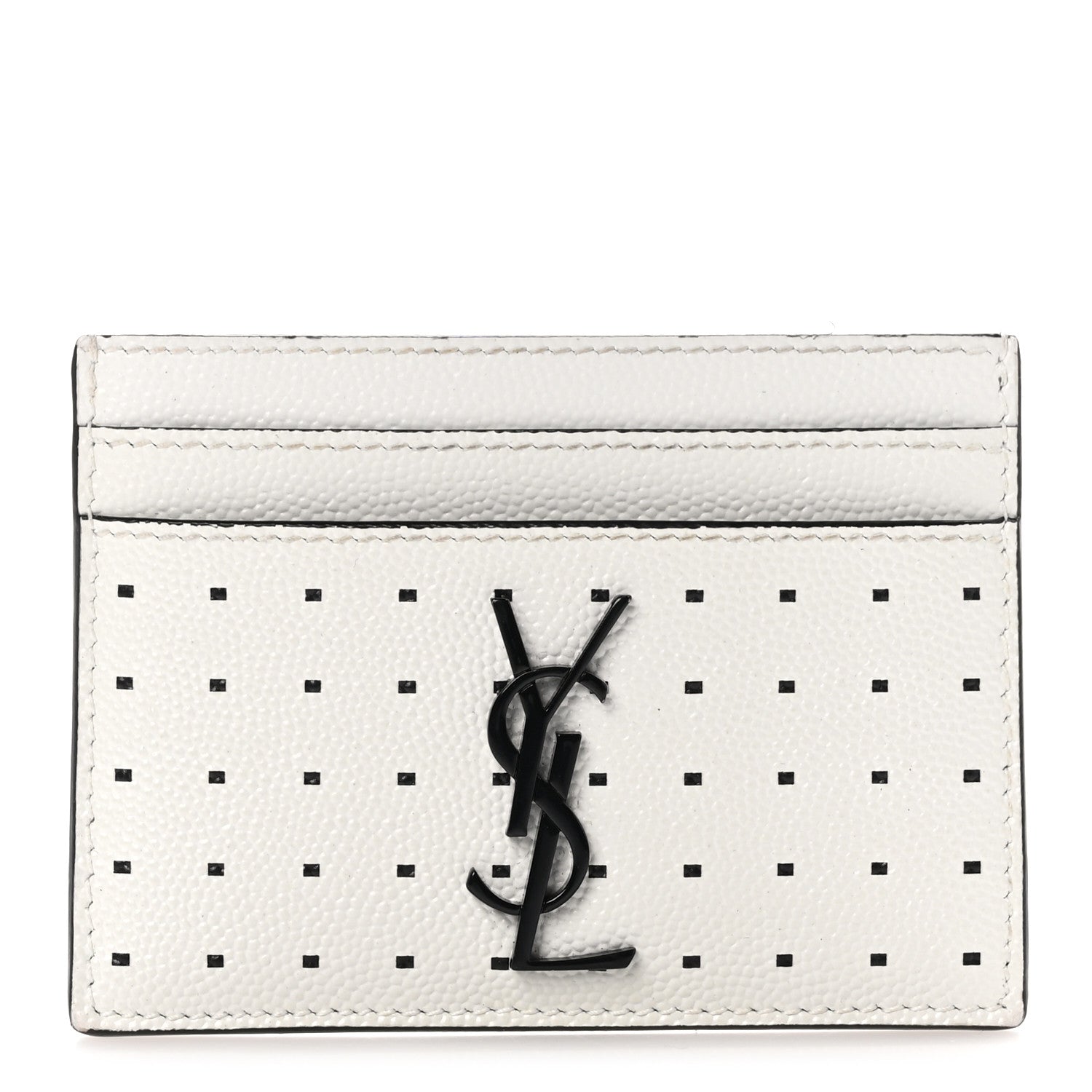 Saint Laurent Grain De Poudre Geo Print Card Case White Black 1 of 10