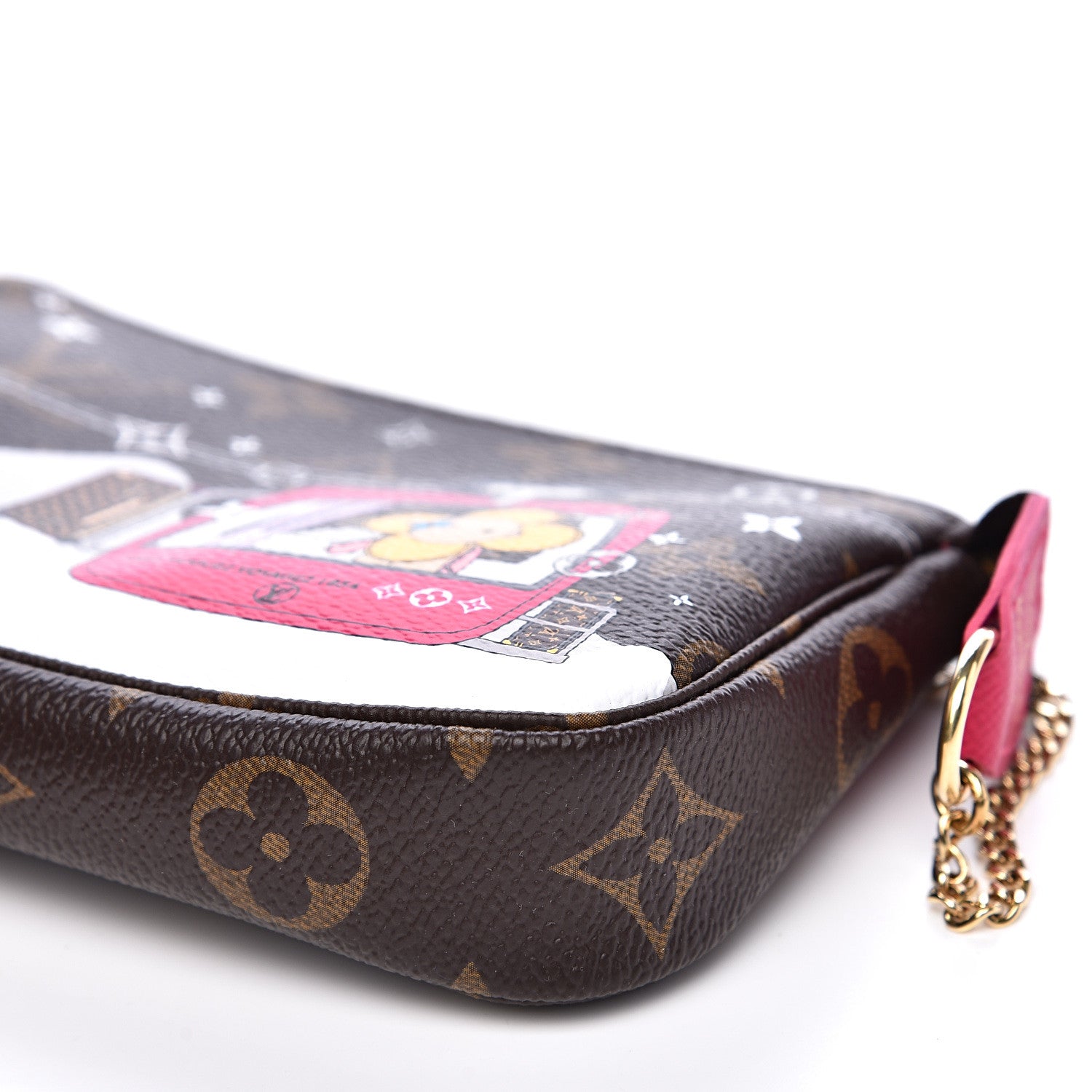 Louis Vuitton Monogram 2019 Christmas Animation Mini Courchevel Pochette Accessories Fuchsia 9 of 10