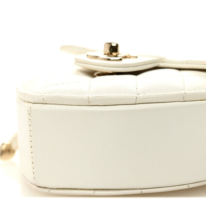 Chanel Lambskin Quilted CC In Love Heart Clutch With Chain White 10 of 11